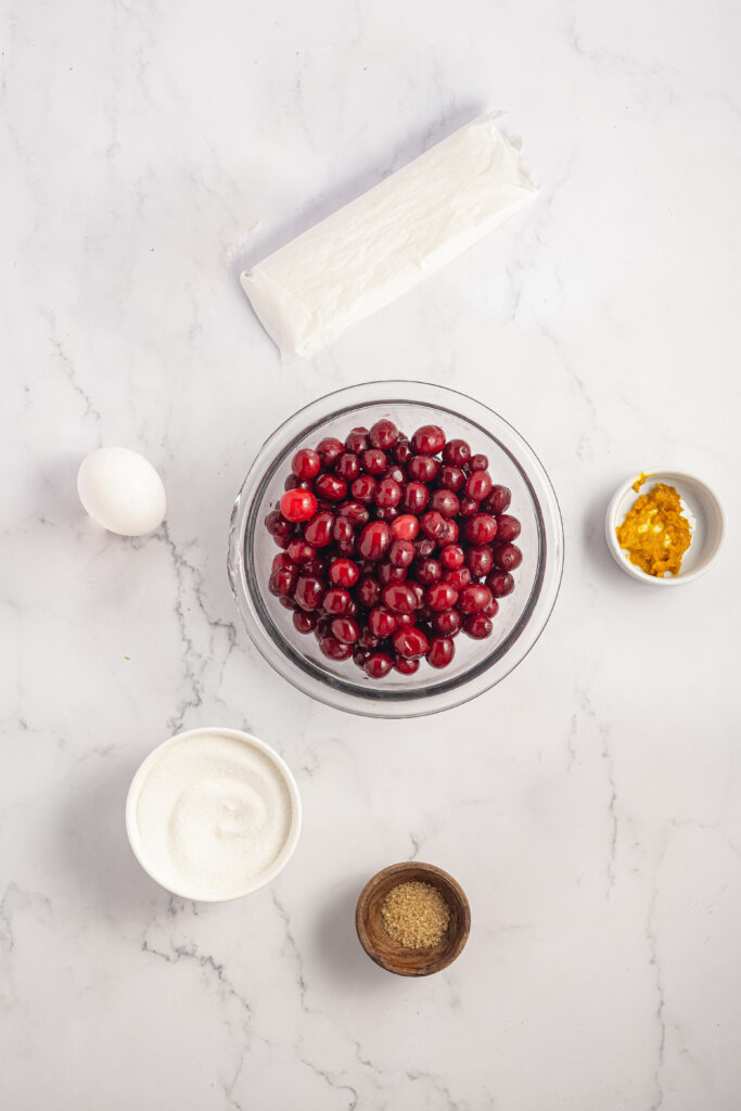 Ingredients for Cranberry Galette laid out on a table.