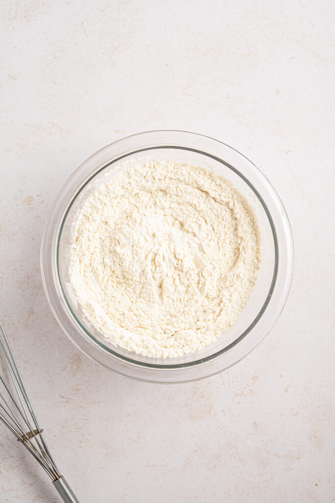 Dry ingredients in a mixing bowl.