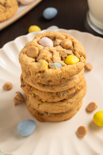 A stack of Peanut Butter Easter Cookies.